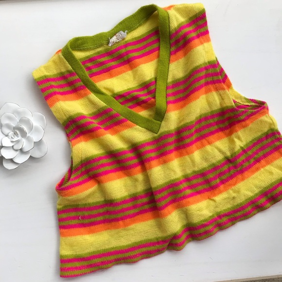 Vintage Tops - LOWEST PRICE Vintage melon striped knit crop